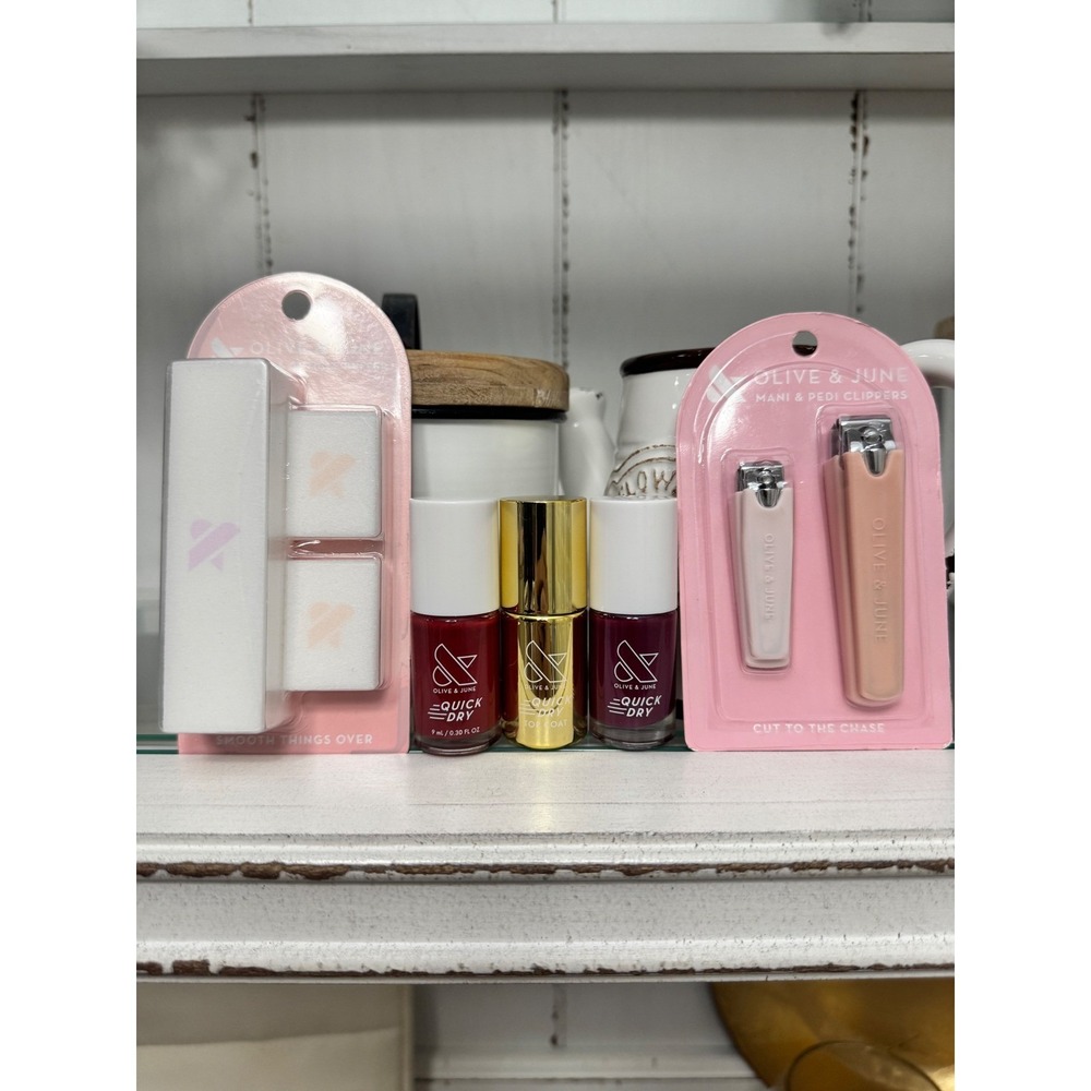 Olive & June Manicure‎ Set Quick Dry Polish Brick Mulberry Clippers Buffer New